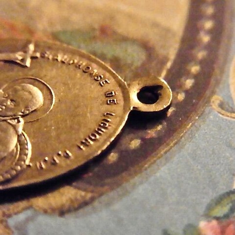 フランス アンティーク 聖アルフォンソ 絶えざる御助けの聖母 メダイ