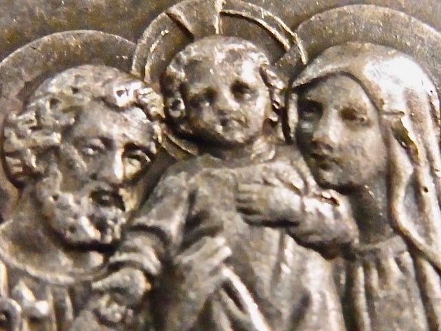 フランス アンティーク 聖家族 メダイ 聖ヨセフ 幼子キリスト 聖母