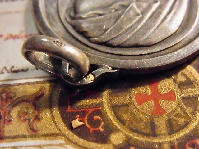 フランス アンティーク 聖母マリア 大きなメダイ シルバー800 銀