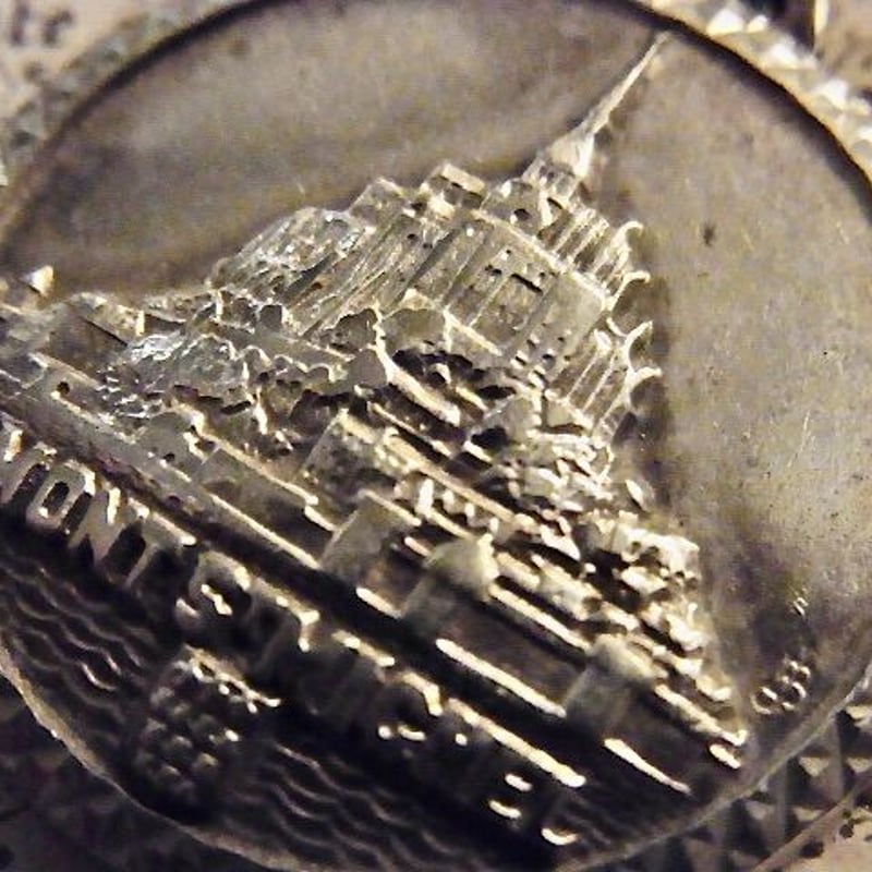 フランス アンティーク 大天使ミカエルとモン・サン・ミシェル メダイ