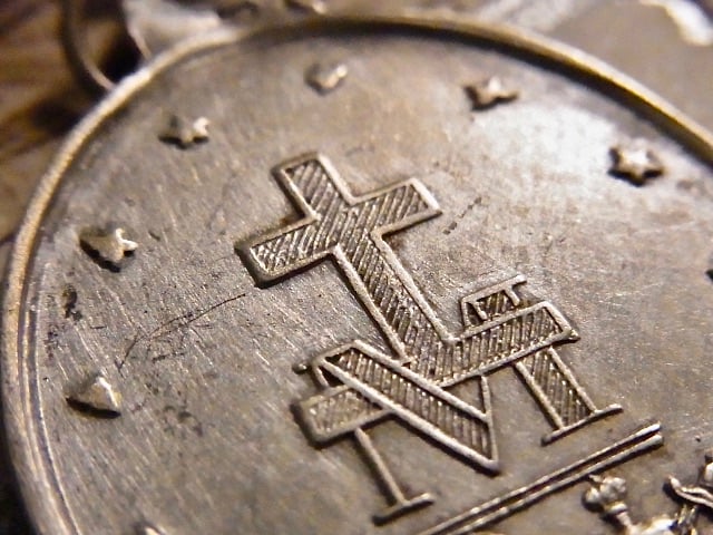 フランス アンティーク 不思議のメダイ 無原罪の御宿り 聖母