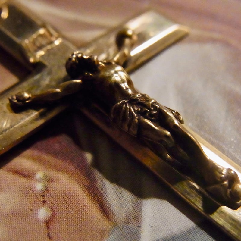 フランス アンティーク クロス 十字架 キリストゴールドプレート