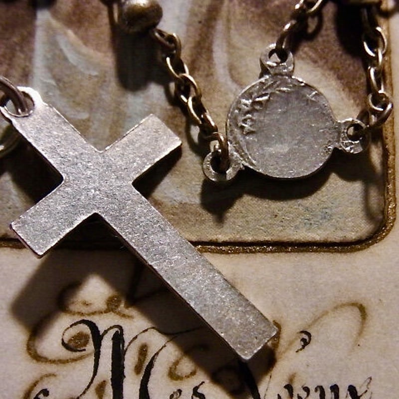 フランス アンティーク メタル ロザリオ 聖母マリア メダイ | café au