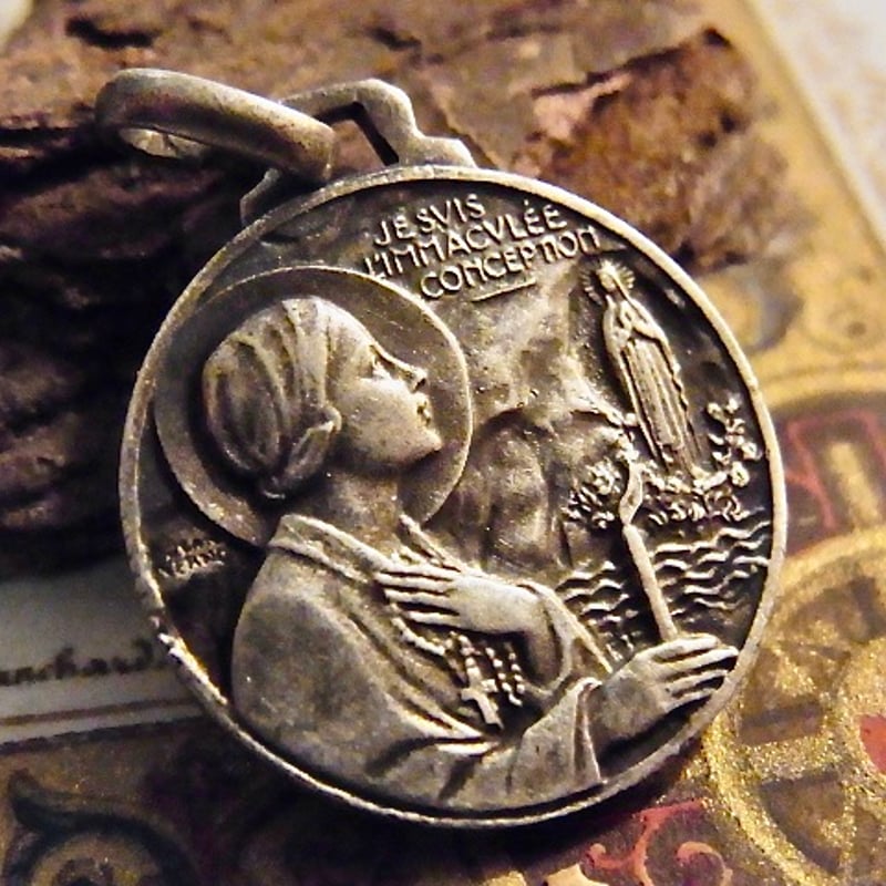 フランス ヴィンテージ メダイ ルルドの泉 聖母マリア 聖ベルナデッド