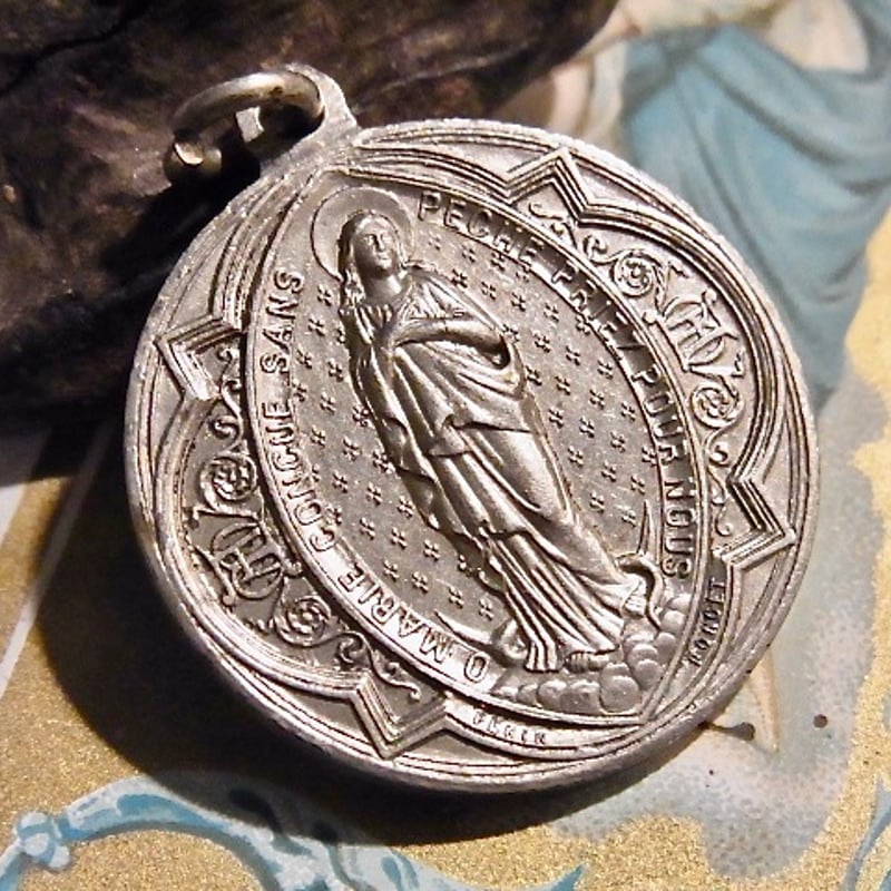 フランス アンティーク 無原罪の御宿り 聖母マリア メダイ