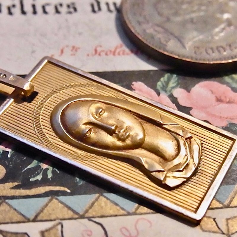 フランス アンティーク 聖母マリア ゴールドプレート メダイ ORIA