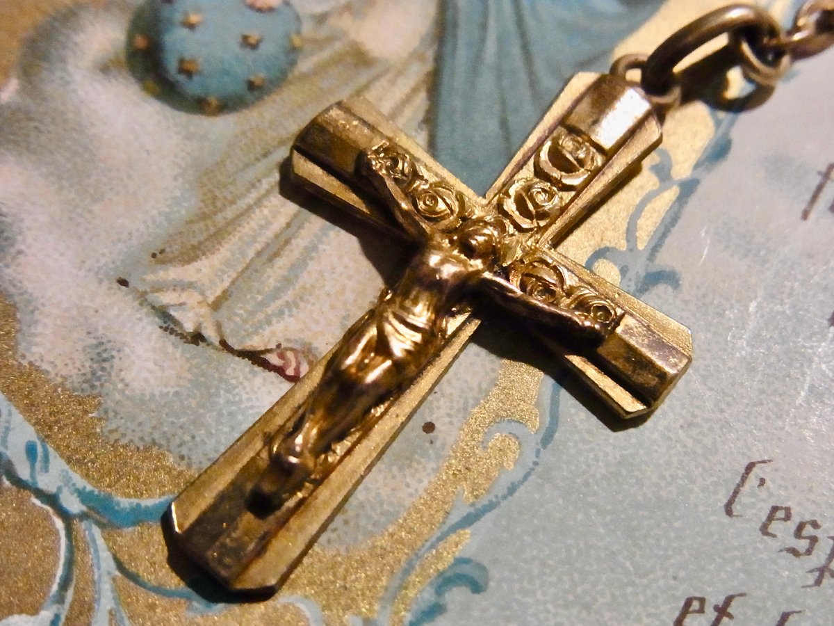 フランス アンティーク シェル ロザリオ 聖母マリア メダイ M.O.P. AP