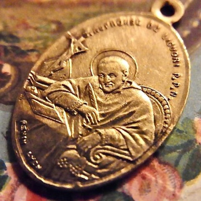 フランス アンティーク 聖アルフォンソ 絶えざる御助けの聖母 メダイ