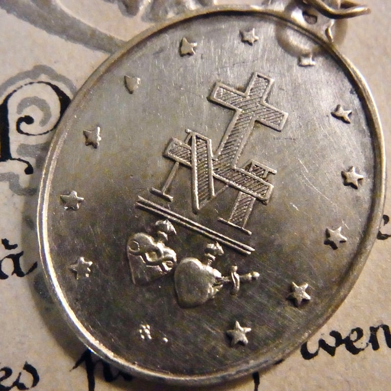 フランス アンティーク 不思議のメダイ 無原罪の御宿り 聖母マリア