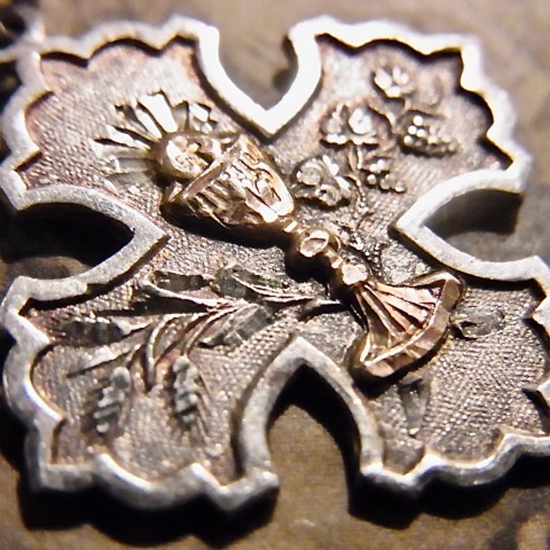 フランスアンティーク 天使と薔薇のシルバーメダイ アンティーク