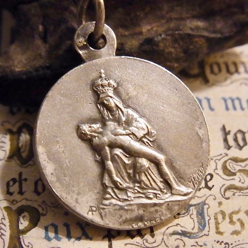 フランス アンティーク ピエタ メダイ 聖母子 聖母マリア イエズス
