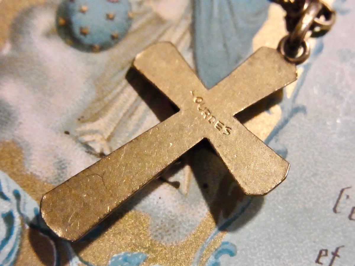 フランス アンティーク シェル ロザリオ 聖母マリア メダイ M.O.P. AP