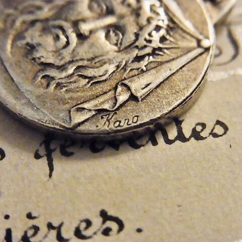 フランス アンティーク 七つの悲しみの聖母 メダイ 聖骸布 キリスト 顔