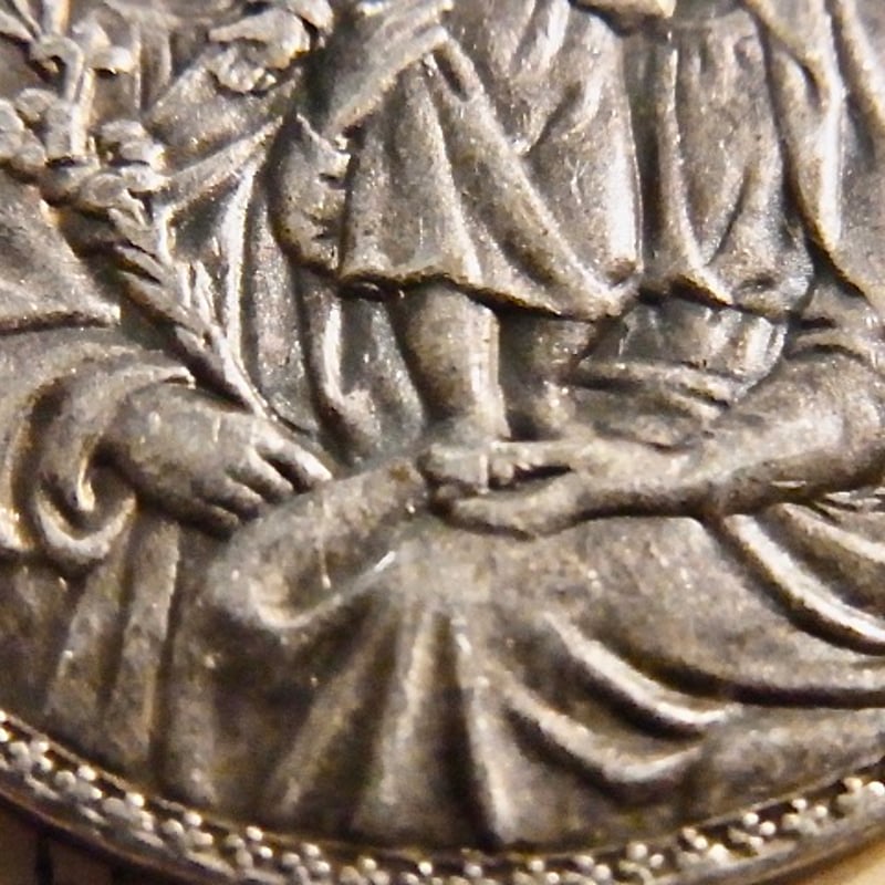 フランス アンティーク 聖家族 メダイ 聖ヨセフ 幼子キリスト 聖母