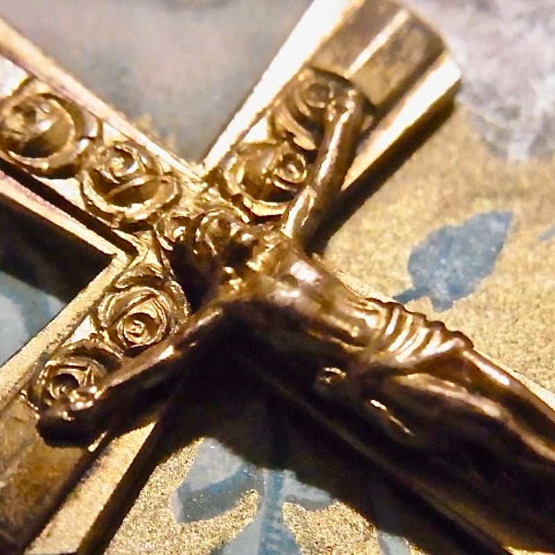 フランスアンティーク 聖母マリア フレーム メダイ 十字架 聖テレサ