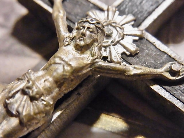 フランス アンティーク クロス 十字架 真鍮 キリスト 磔 ドクロ 茨