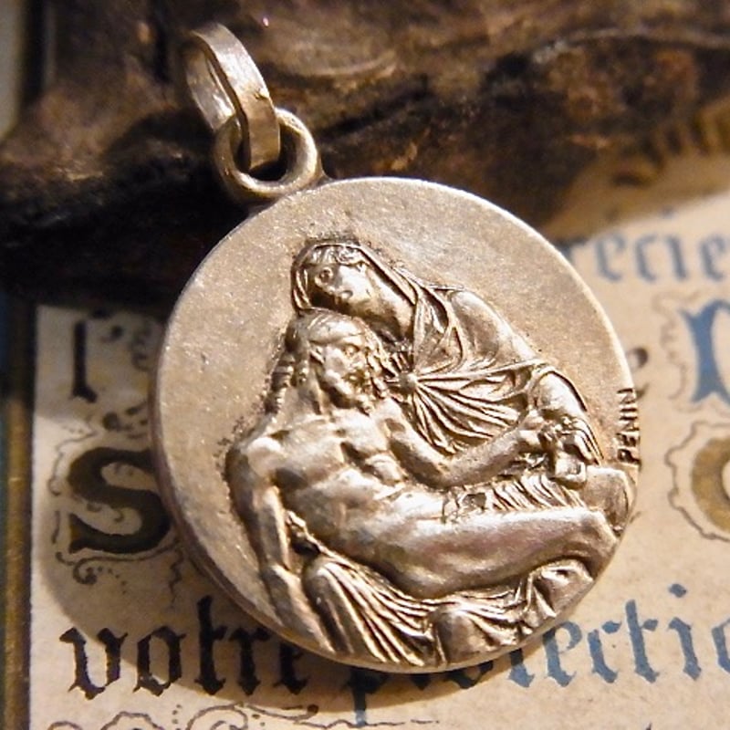 フランス アンティーク ピエタ メダイ 聖母子 聖母マリア イエズス