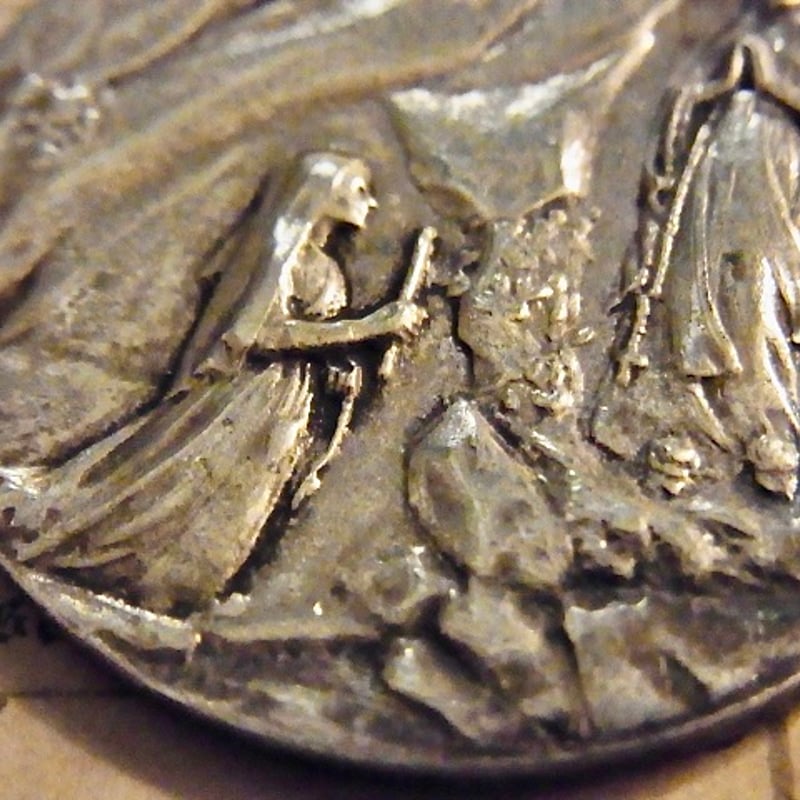 フランス アンティーク メダイ 聖母マリア ルルドの泉 無原罪の御宿り