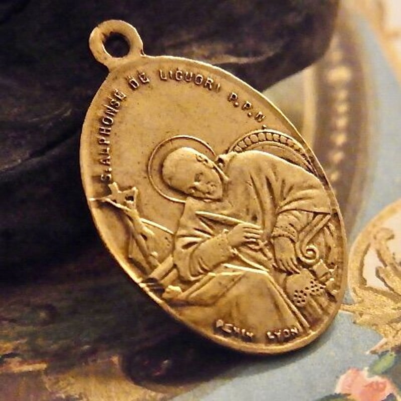 フランス アンティーク 聖アルフォンソ 絶えざる御助けの聖母 メダイ