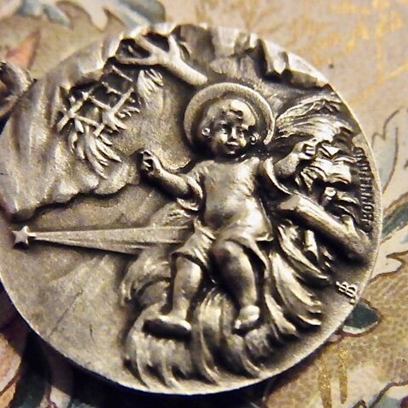 フランス アンティーク キリスト降誕 メダイ エルサレム 幼子イエズス