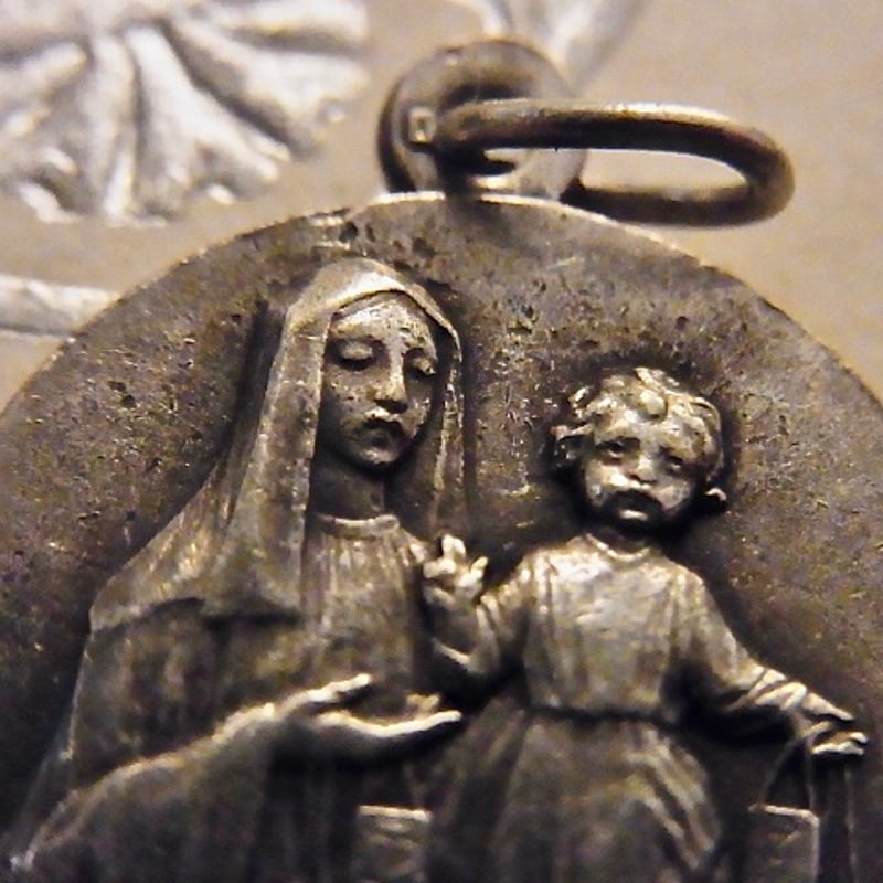 フランス アンティーク スカプラリオ カルメル山の聖母 メダイ 聖母子
