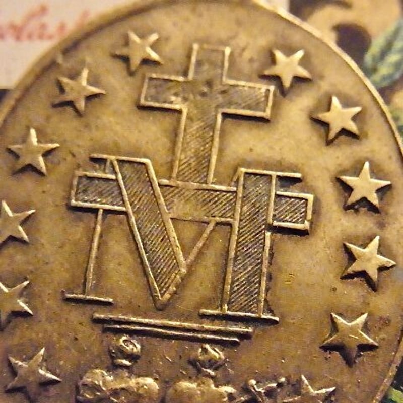 フランス アンティーク 不思議のメダイ 無原罪の御宿り 聖母マリア