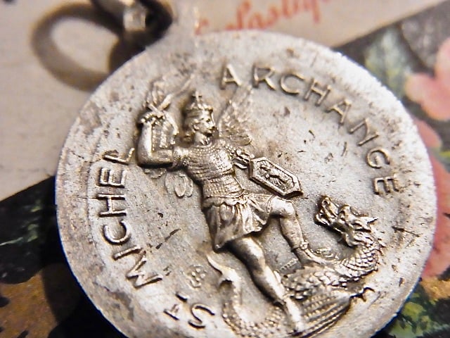 フランス アンティーク ジャンヌダルク 大天使ミカエル 列聖 1920年