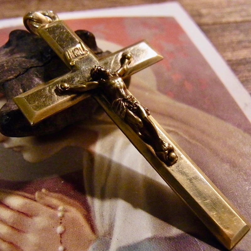 フランス アンティーク クロス 十字架 キリストゴールドプレート ORIA