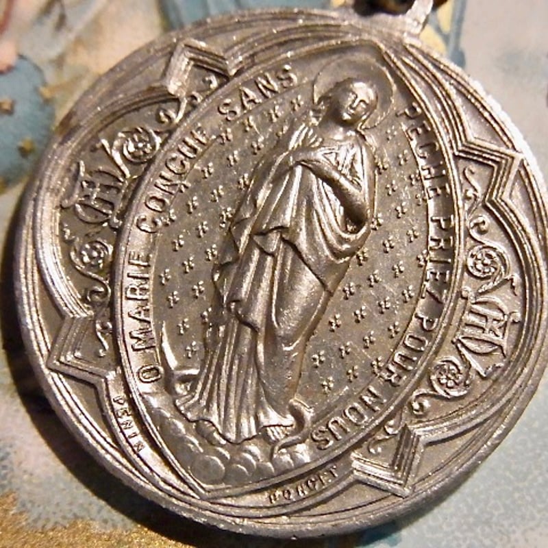 フランス アンティーク 無原罪の御宿り 聖母マリア メダイ