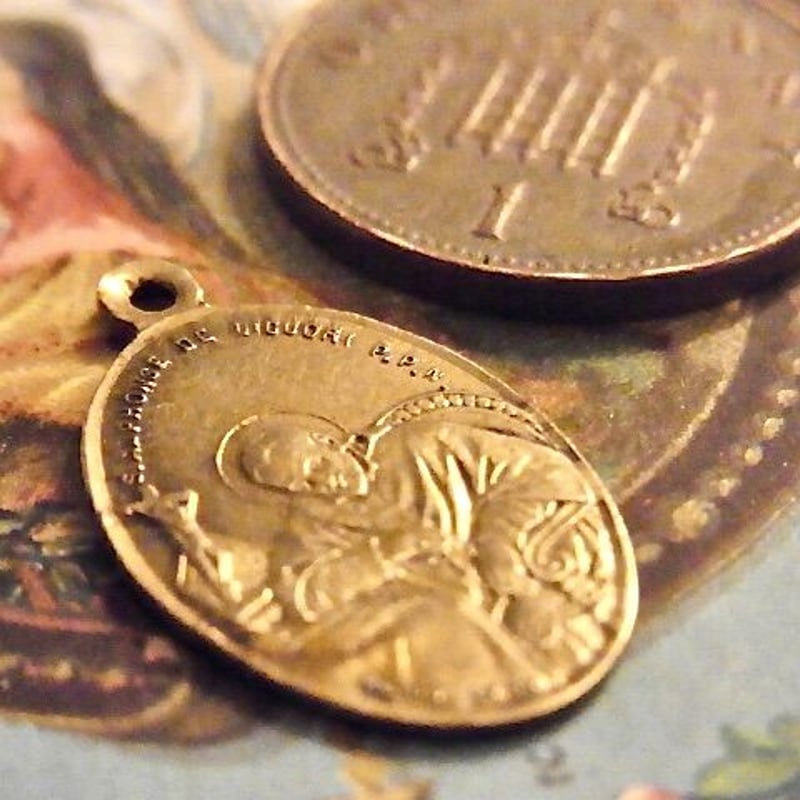 フランス アンティーク 聖アルフォンソ 絶えざる御助けの聖母 メダイ