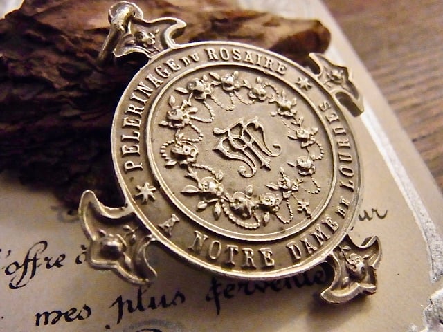 聖ドミニコのメダイ 聖遺物メダイ（Relic Medal） フランス アンティーク 聖ドミニコ ロザリオの女王 メダイ ルルドの泉