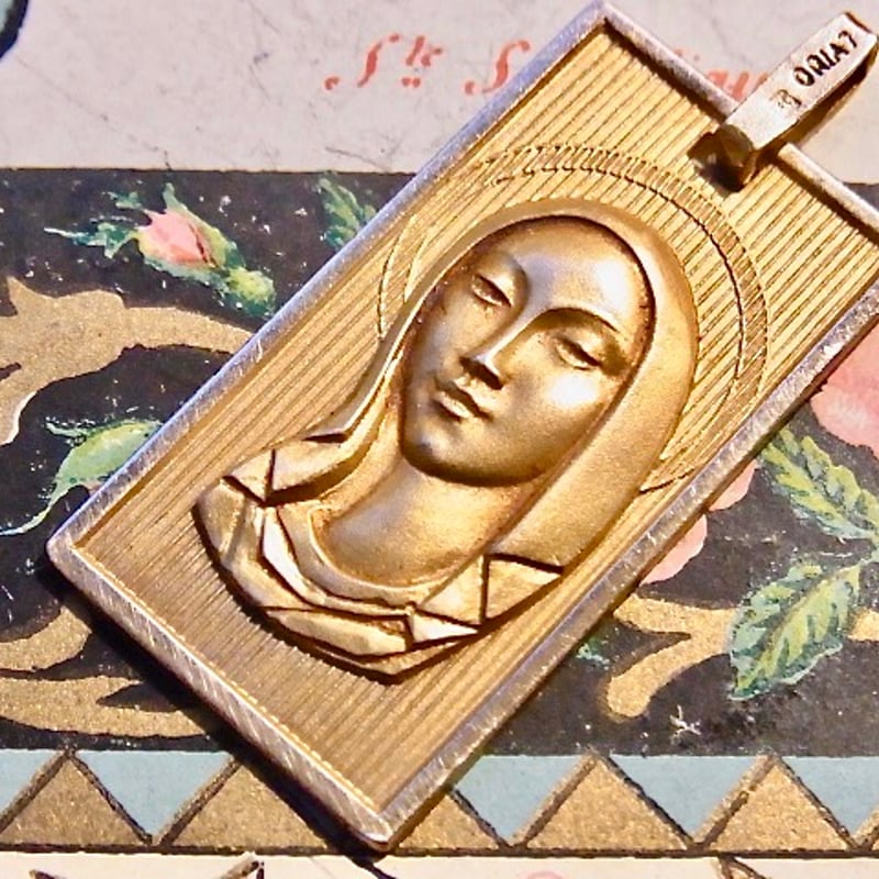 フランス アンティーク 聖母マリア ゴールドプレート メダイ ORIA