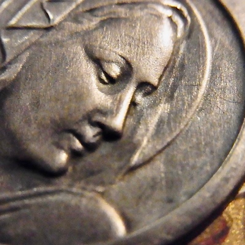 フランス アンティーク 聖母マリア 大きなメダイ シルバー800 銀