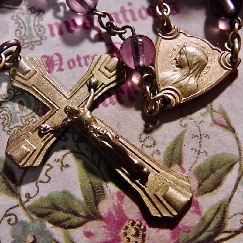 フランスアンティーク　聖母マリア　フレーム　メダイ　十字架　聖テレサ フランスアンティーク 聖母マリア フレーム メダイ 十字架 聖テレサ