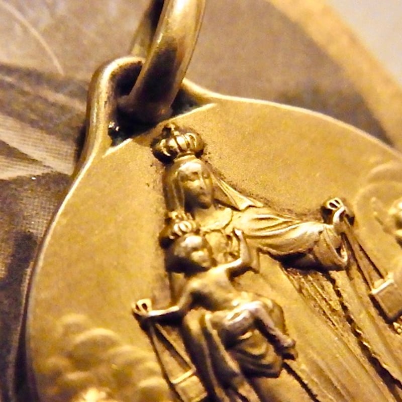 フランス アンティーク スカプラリオ カルメル山の聖母 メダイ 聖母子