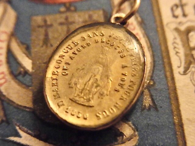 フランス アンティーク ガラス 不思議のメダイ 無原罪の御宿り 聖母