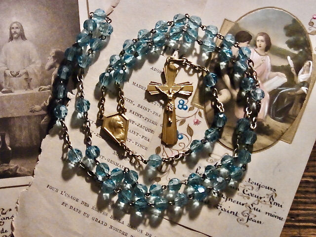 フランスアンティーク ロザリオ ダブルイニシャルモチーフ メダイユ  