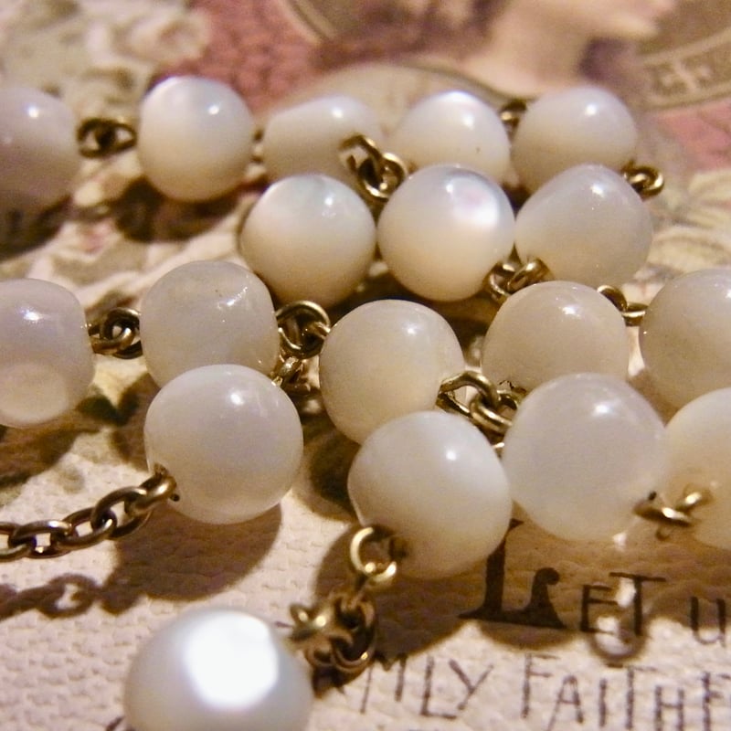 フランス アンティーク シェル ロザリオ 聖母マリア ハート メダイ