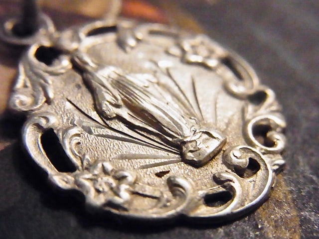 フランス アンティーク 無原罪の御宿り 不思議のメダイ シルバー800