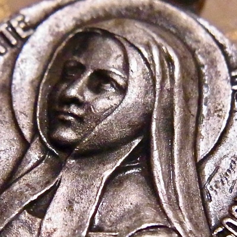 フランス アンティーク 聖ベルナデット メダイ ルルドの泉 Tschudin