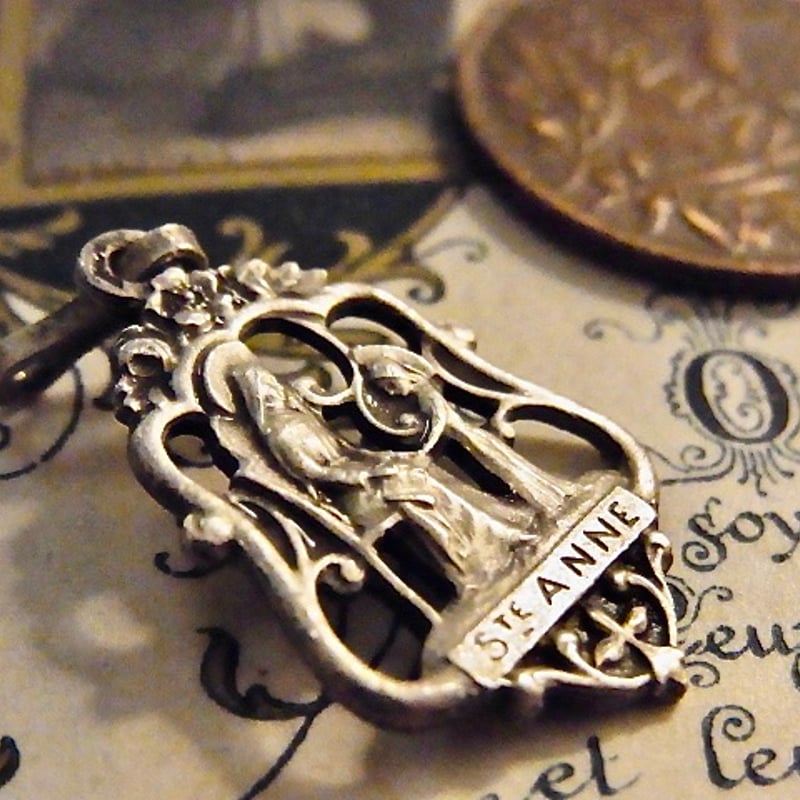 フランス アンティーク 聖アンナとマリアのメダイ サンタンヌ