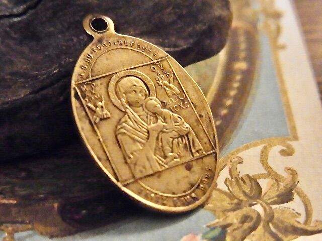 フランス アンティーク 聖アルフォンソ 絶えざる御助けの聖母 メダイ