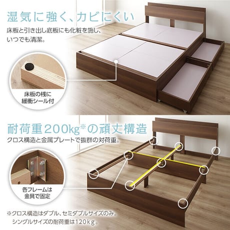 ベッド 収納付き 引き出し付き 木製 棚付き 宮付き コンセント付き シンプル モダン ナチュラル ダブル ポケットコイルマットレス付きds-2151043
