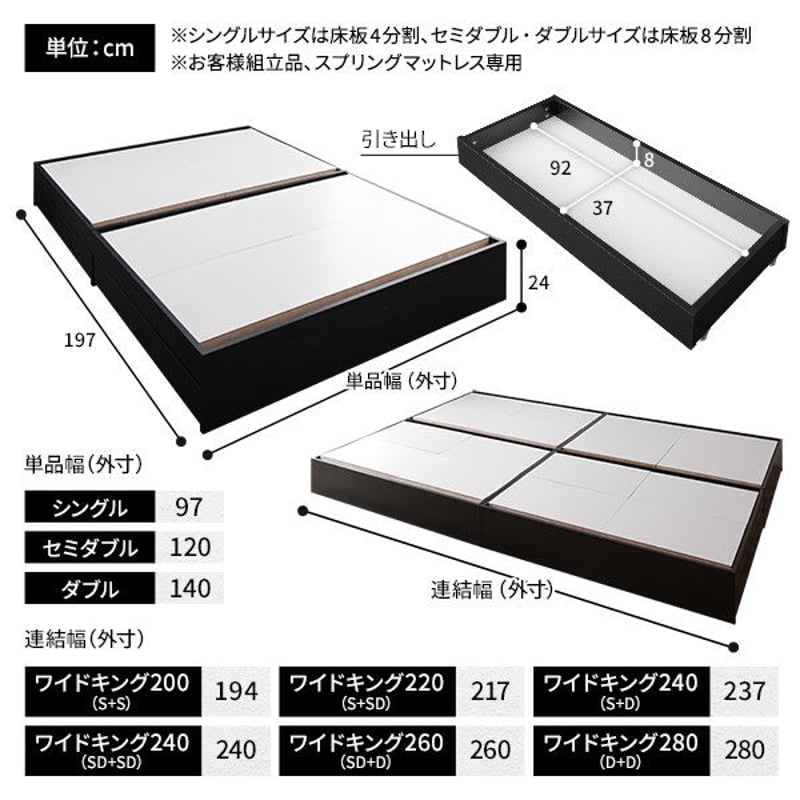 ベッド ホワイトワイドキング260（SD+D） マットレス付ds-2333081