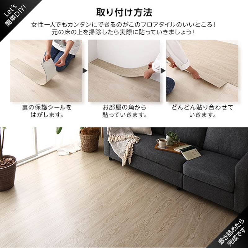 (取引中)フロアタイル(6畳分) 72枚入〕 フロアタイル 床材 6畳分 約91.4×15.2cm ブラック ウッド調