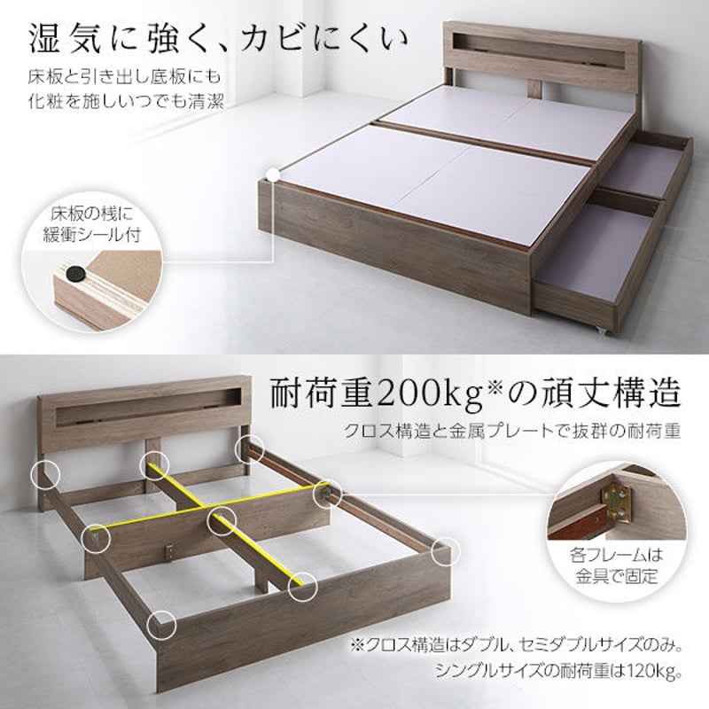 ベッド シングル ベッドフレームのみ グレージュ 照明付き 収納 ベッド シングル ベッドフレームのみ グレージュ 照明付き 収納