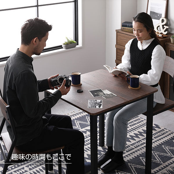 ダイニング セット 3点 テーブル 70cm チェア 2脚 ブラウン ブラック