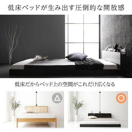 ベッド 低床 ロータイプ すのこ 木製 宮付き 棚付き コンセント付き シンプル モダン ホワイト セミダブル ベッドフレームのみds-2246156