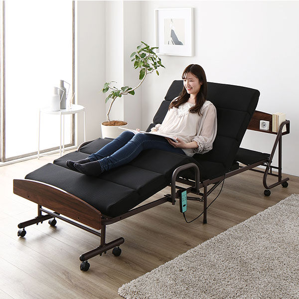 折りたたみベッド 電動ベッド 約幅99.5cm リクライニング キャスター 2