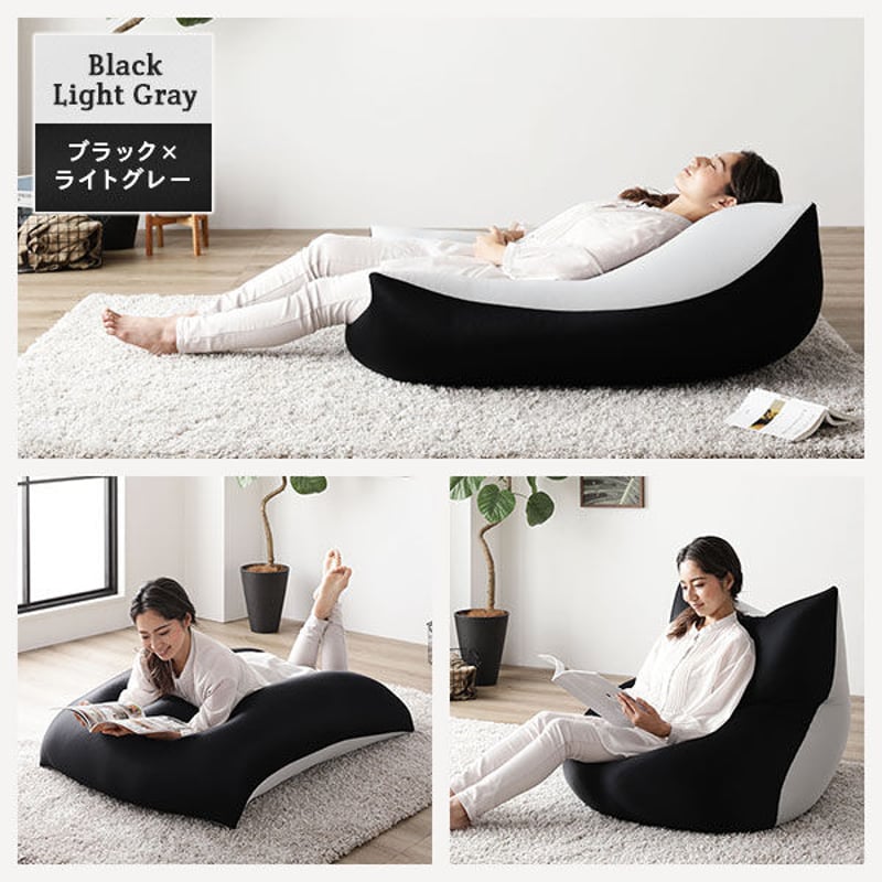 ビーズクッション 110cm×71cm 特大 ネイビー 日本製 吸水速乾 帯電防止 